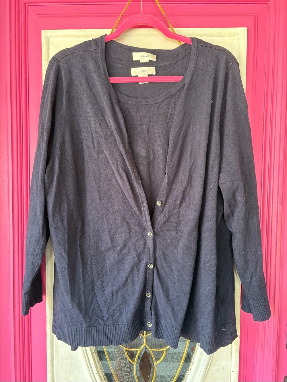 CJ Banks Navy two piece vintage sweater set